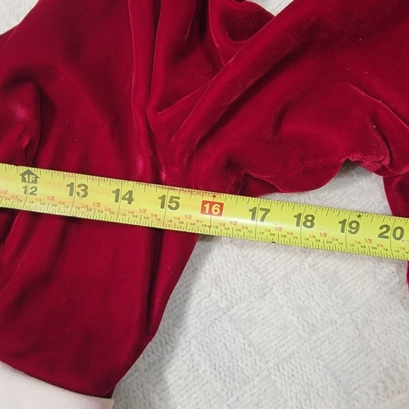 VINTAGE Empire Waist Long Ruffle Sleeve Velvet Top Dress size 2/4 Burgundy Ivory - Picture 6 of 15